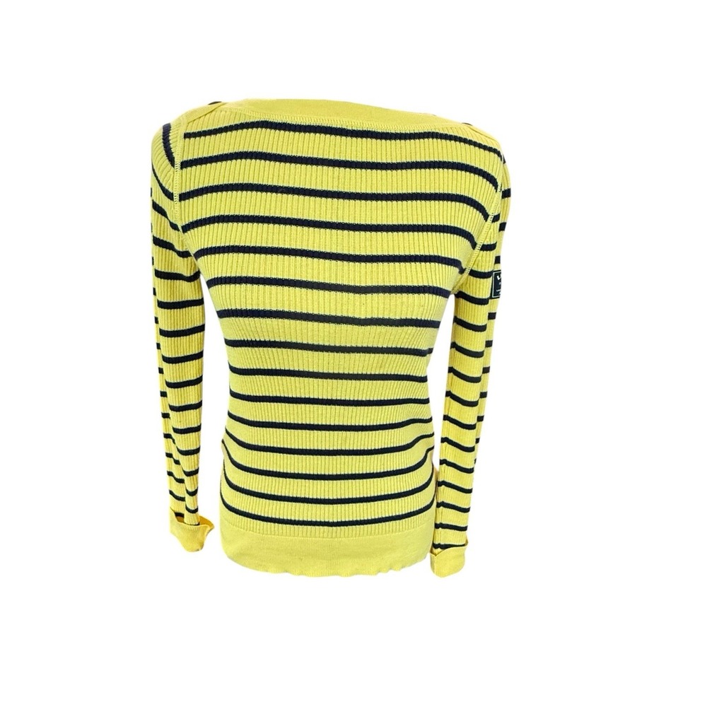 Lauren Ralph Lauren Jeans Co Nautical Preppy Yellow Black Stripe Sweater Sz S